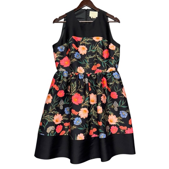 Kate Spade Blossom Mikado Dress Fit & Flare Size 12 Floral Multicolor Sleeveless